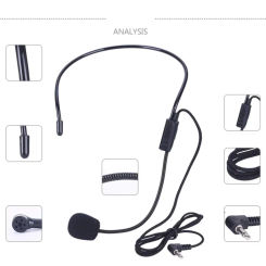 3.5mm Head-Mounted Wired Microphone Headset Mini Mic Portable Cardioid Clear Sound Recording For Teaching Meeting Speech