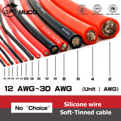 Very Soft Silicone wire Battery Cable Black Red Temperature Resistance Electric Cable 30 28 26 24 22 20 18 17 16 15 14 13 12 AWG