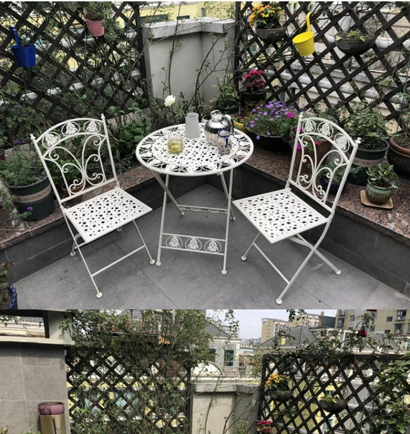 Description Picture 6 of itemNordic Table and Chair Furniture Three-Piece Combination Garden Balcony Terrace Iron Foldable Leisure Outdoor Design Chair Set