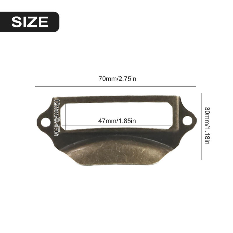 Description Picture 6 of item10pcs Retro Drawer Handle Jewelry Box Cabinet Frame File Card Holder Label Tag Pulls Handle Furniture Hardware Accessory