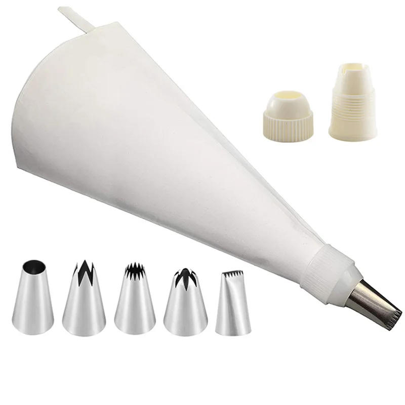 Description Picture 3 of item8Pcs/Set Silicone Kitchen Accessories Icing Piping Cream Pastry Bag + 6 Stainless Steel Nozzle Set DIY Cake Decorating Tips Set