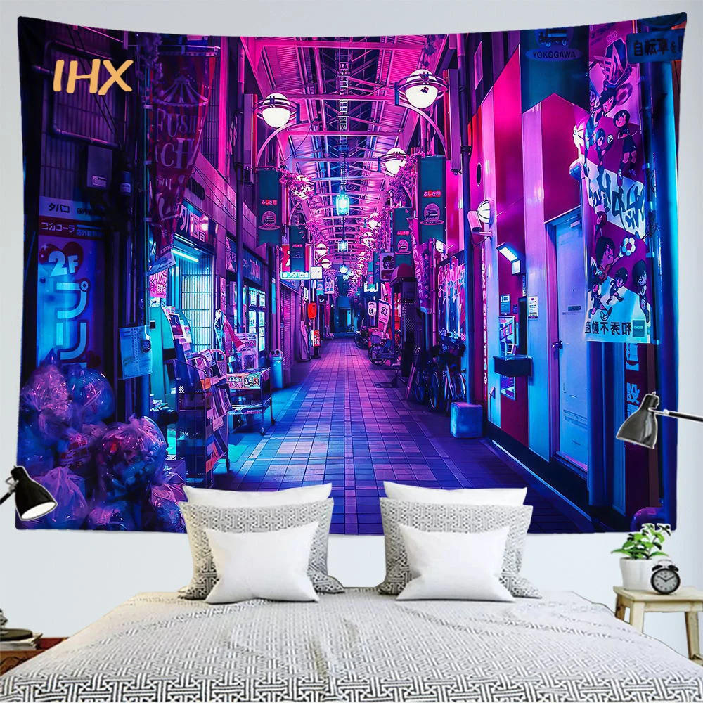 Description Picture 5 of itemAnime Cyberpunk Cityscape Tapestry Wall Hanging Kawaii Room Decor Hippie Boho Mandala Aesthetic Tapestry Bedroom Home Decoration