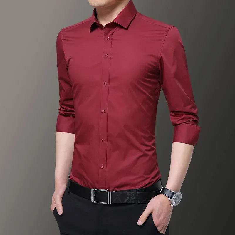 Description Picture 6 of itemWhite Men's Long Sleeve Shirts Single Breasted Square Neck Formal Cotton Shirt Men Fashion Slim Camisa Chemise