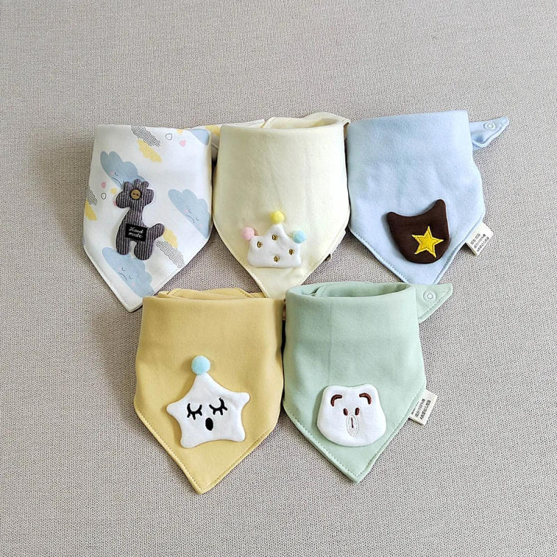 Description Picture 4 of item5Pieces/Lot Baby Girl Bib Cotton Triangle Infant Feeding Burp Cloth Teething Drool Boy Bib Newborn Accessories