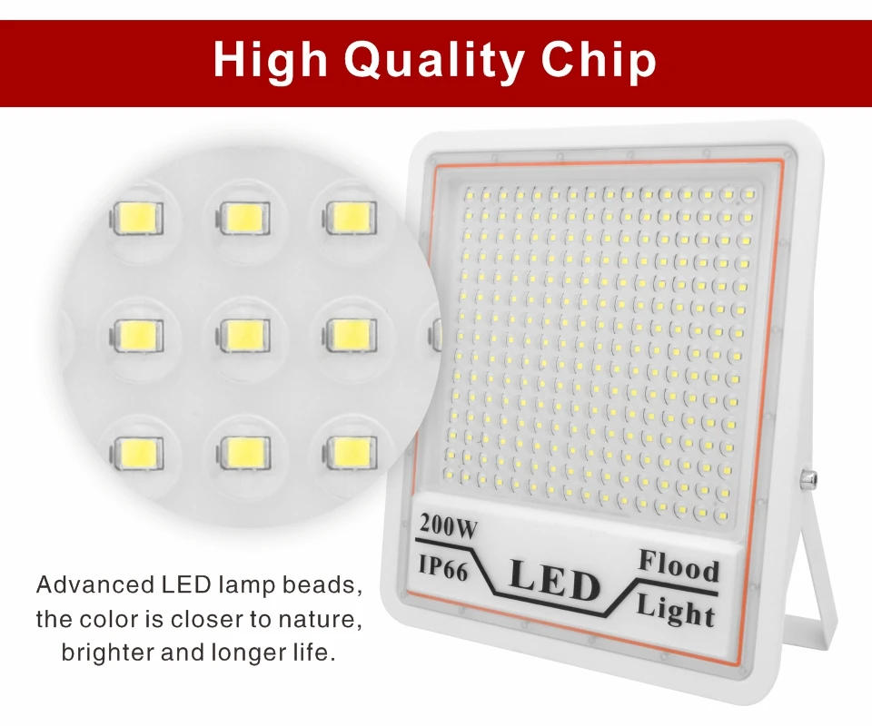 Description Picture 6 of item200W 100W 50W Refletor Led LED Flood Light 110V 220V Outdoor Lighting IP66 Waterproof 85-265V Floodlight Spotlight Garden Lights