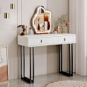 Ieejdn Vanity Desk with 3 Color  Screen Dimming Mirror, Modern Makeup Dressing Table with Adjustable Cabinet and 2 Sliding