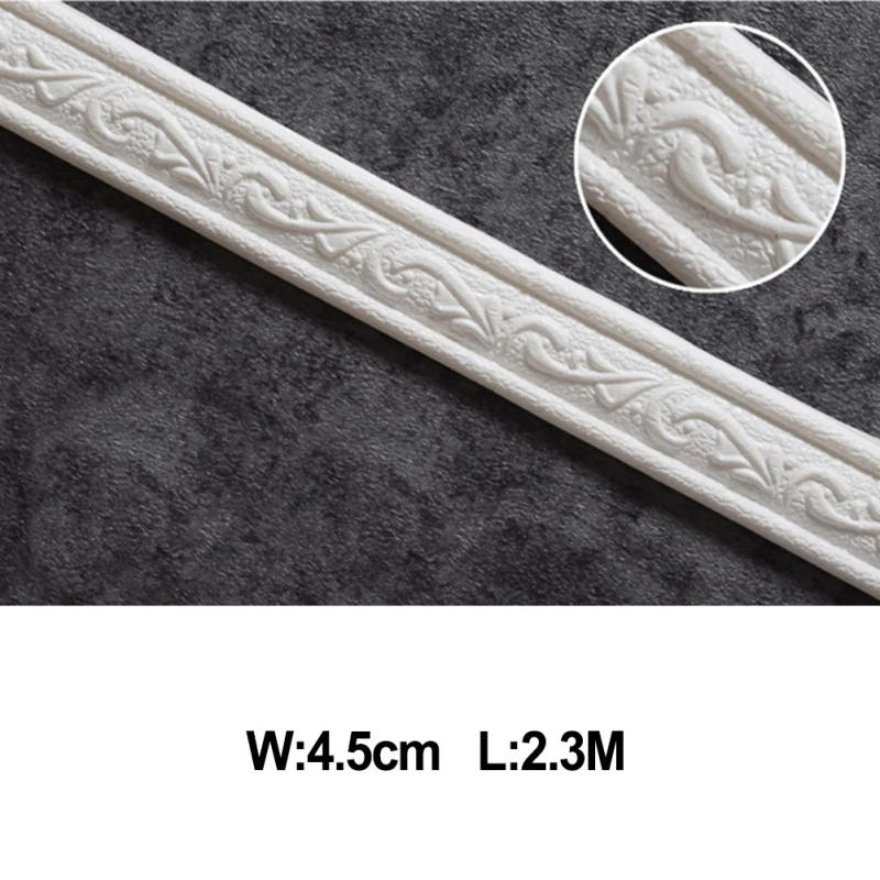 Description Picture 4 of item3D Wall Trim Line Wallpaper Baseboard Waist Line Self-adhesive Skirting Line 2.3m Waterproof Foam Edge Strip Living Room Home De
