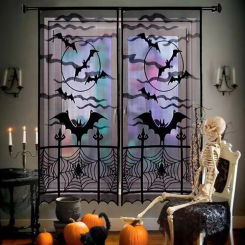 Halloween Imp Door Curtains Black Spider Web Curtains Halloween Door Curtains Halloween Decoration Lace Door Curtains