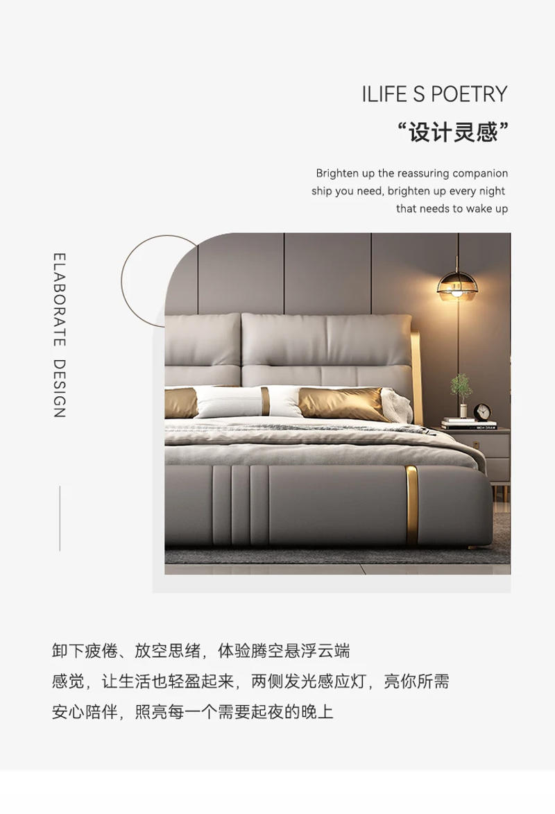 Description Picture 3 of itemPretty Elegant King Size Bed Modern Storage Italian Villa Bed Headboards Comferter Camas Bedroom Set