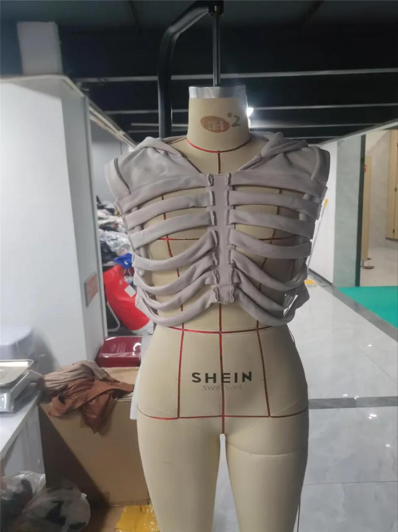 Description Picture 4 of itemMen Women Vest Coat Chic Sleeveless Hooded Vest Hollowed Skeleton Gilet Solid Color Hoodie Streetwear for Party Club Grunge Y2K