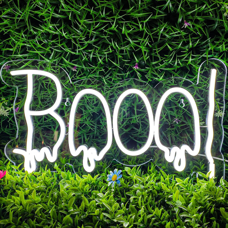 Description Picture 3 of itemBoo! Neon Sign Led Lights Halloween Melt Art Room Decoration For Home Bedroom Party Bar Club Spooky Wall Decor Signs USB Lamp