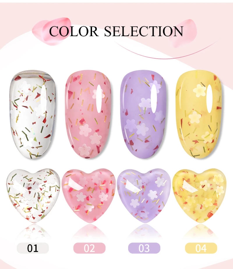 Description Picture 4 of itemPUENTE Flower Shiny Gel Nail Polish 5ML Glitter Sequins Nail Gel Soak Off UV Gel DIY Painting Nail Art Varnishes For Manicure