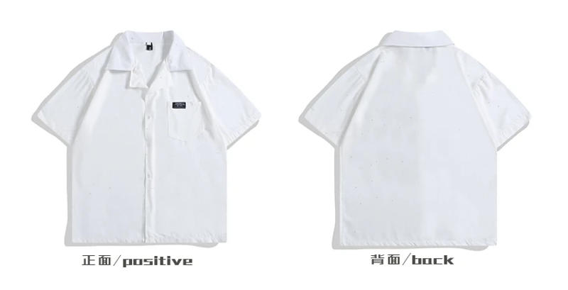 Description Picture 3 of itemMen's Summer Starry Cuban Collar Short Sleeve Shirts Trendy Brand Street Handsome Daily Casual Loose Single-breasted Blouse Tops