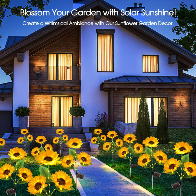 Description Picture 6 of itemSolar Powered LED Garden Lights with 3 Sunflower Decorative Lights Outdoor Waterproof Sunlight for Outside Backyard Patio Decor