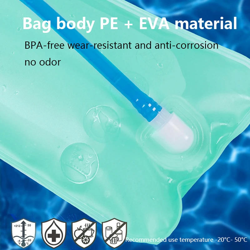 Description Picture 3 of itemFolding Water Bag with Drinking Tube 2L Hydration Bladder Leak Proof Outdoor Tools Accessory Hydration Pack Hiking Water Bag