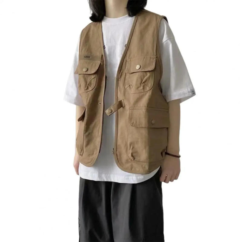 Description Picture 4 of itemVest Jacket Versatile Unisex Summer Vest with Multi Pockets Zipper Closure Streetwear Style for Men Waistcoat Jacket Coat Multi