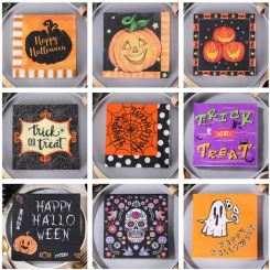 20Pcs Funny Halloween Skull Pumpkin Printed Disposable Napkin Paper Table Dinner Tissues Party Decoration