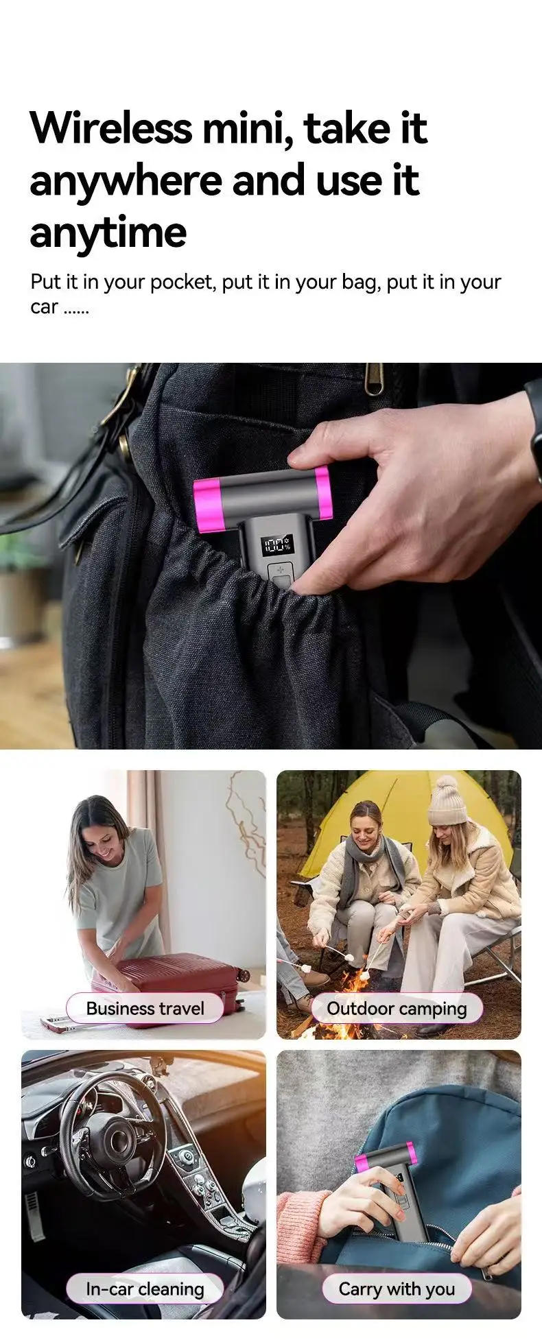 Description Picture 5 of itemPortable Wireless Hair Dryer Multifunctional Air Duster Travel USB Rechargeable 110000RPM High Speed Blow Dryer Only Cold Wind