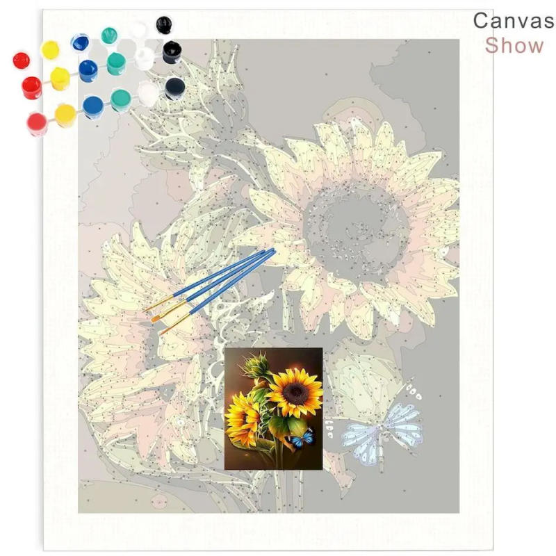 Description Picture 3 of itemCHENISTORY Flower Coloring By Numbers Painting Set Acrylic Paints 40*50 Canvas Pictures Decorative Paintings Diy Crafts Gift