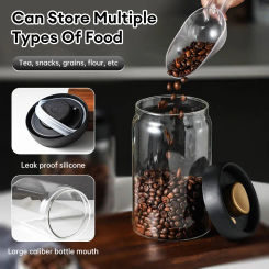 Coffee Beans Vacuum Sealed Tank Glass Jar Food Storage Tank Household Moisture-proof Air Extraction Tea Spices Storage Tank
