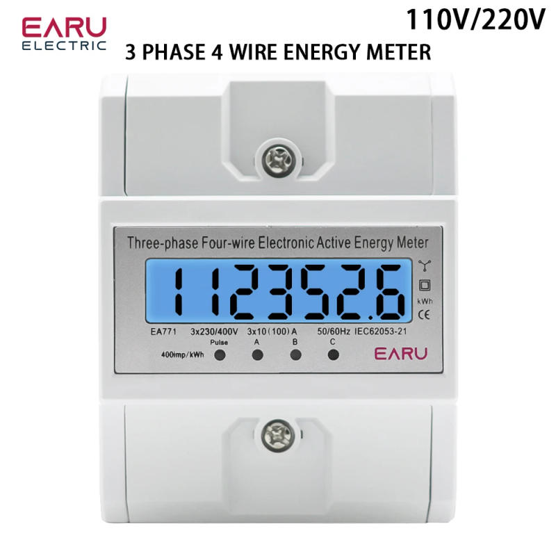 Description Picture 2 of item100A 3 Phase LCD Digital Display with Backlight Power Meter in Energy Meters Smart Electric Meter Kwh Meter AC 380V Din Rail