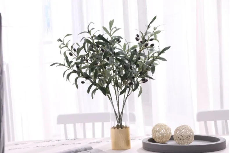 Description Picture 2 of itemArtificial Green Plant Olive Branch 4 Forks with Fruit Olive Branch Fake Branch Wedding Home Photography Props