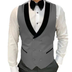Only Vest  Men's Casual Suit Vest Double Breasted Shawl Lapel Dress Waistcoat for Wedding Party Dinner custom vest