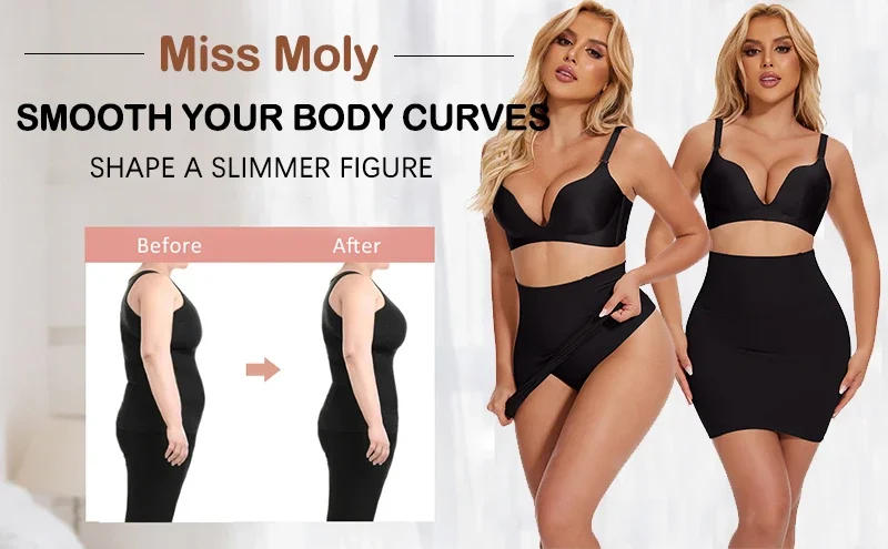 Description Picture 2 of itemHalf Slip Shapewear for Women Under Dresses Built-in Panties High Waist Tummy Control Slips Skirts Butt Lifter Body Shaper Dress