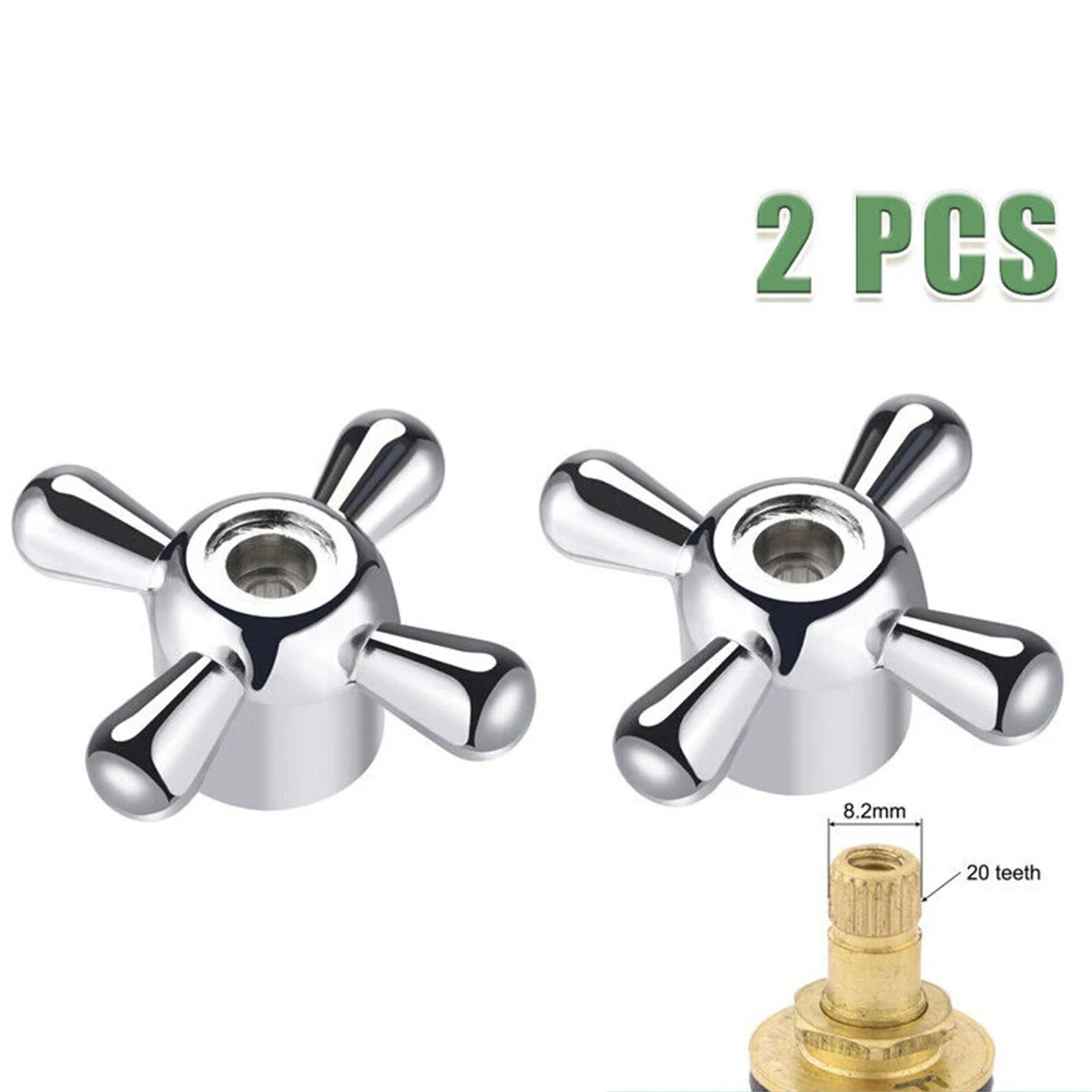 Description Picture 3 of itemHandles Faucet Knob 2pcs 69x31x27mm Alloy Bathroom Accessories Replacement T For Kitchen Tap Triangular Valve Practical