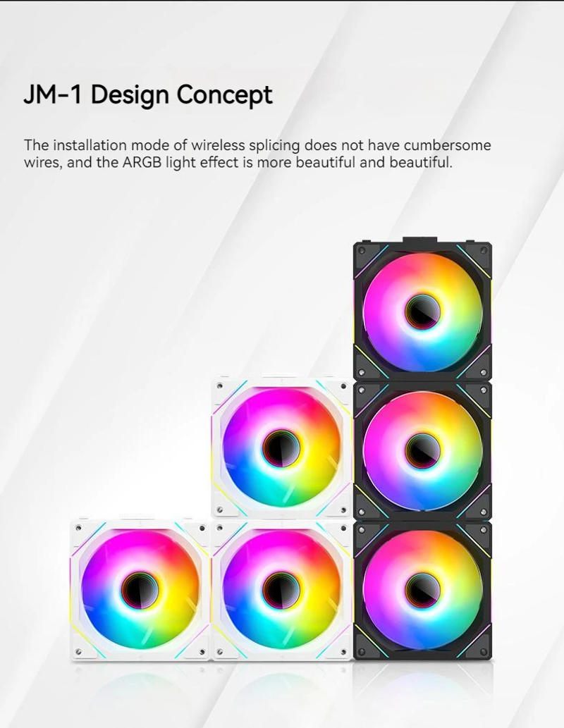 Description Picture 5 of itemTEUCER JM-1 ARGB Fan 3 in 1 RGB Mirror Cycle Light Effect 800-2000RPM PWM Water Cooling 360mm PC Cooler Fan Kit