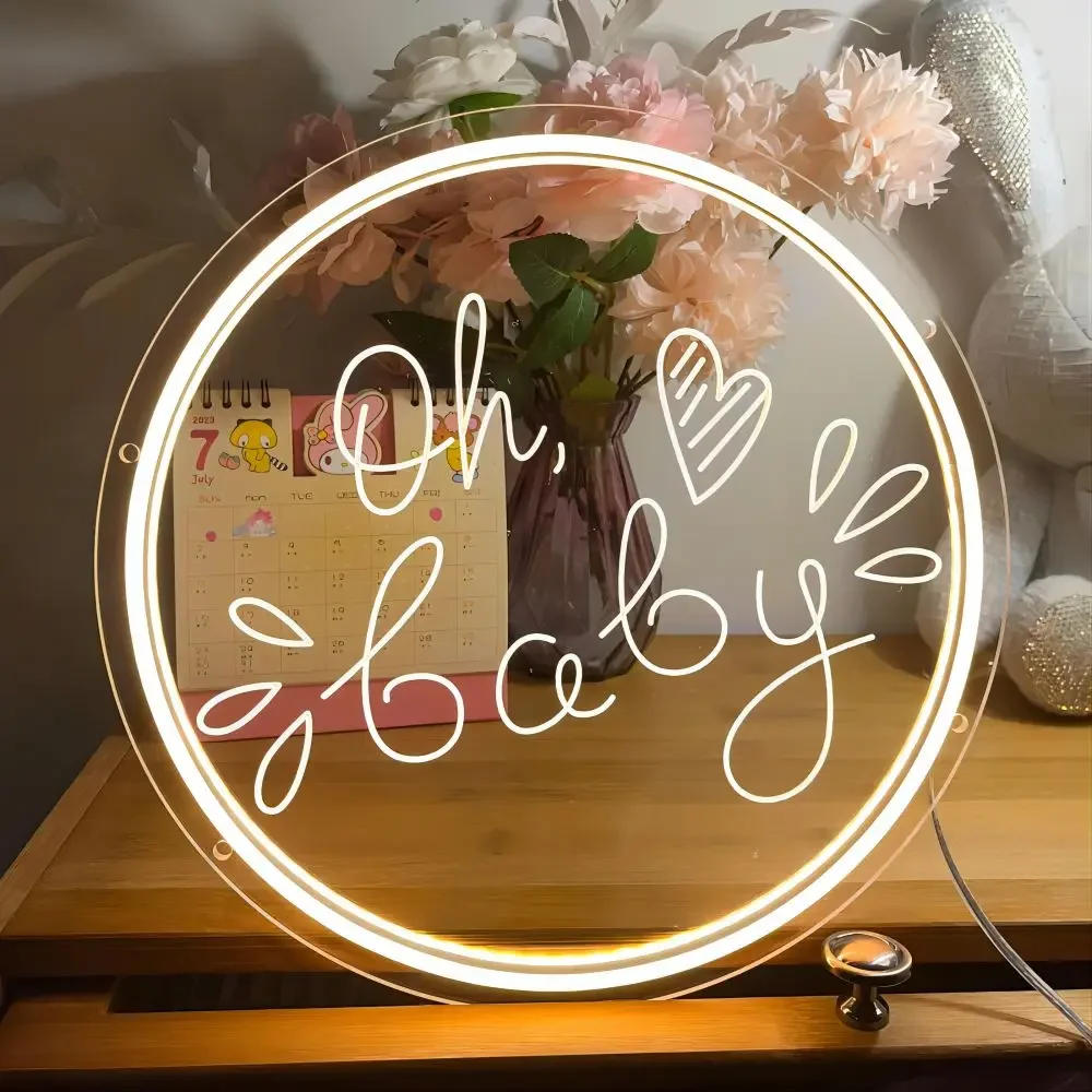 Description Picture 2 of itemOh Baby Neon Sign Engrave Personlity LED Lights For Wedding Decoration Room Wall Neon Lamps Decors Aesthetic Support Customized