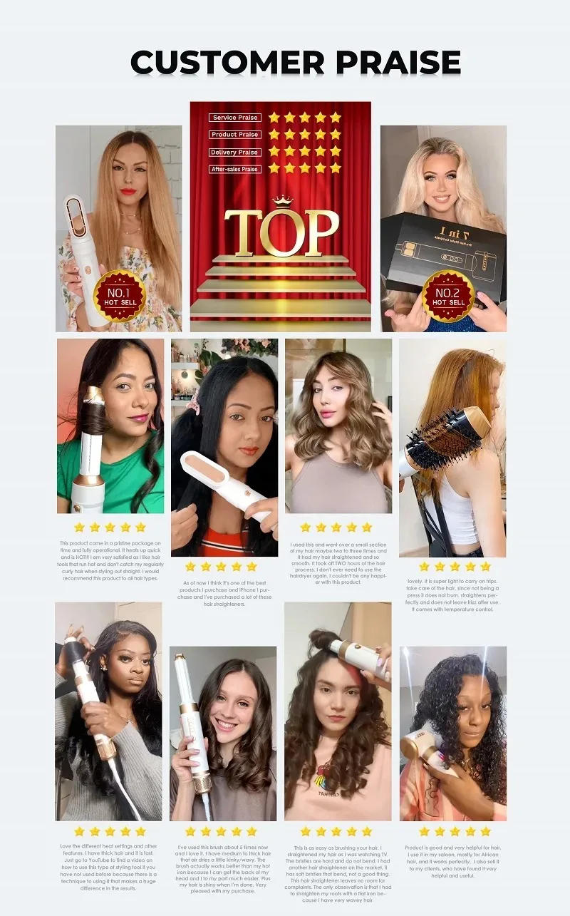 Description Picture 5 of itemProfessional 7 in 1 Auto Wrap Hair Dryer 1400W Powerful Straightener Hot Air Brush Hot Comb Multi Style High Speed Curling Iron