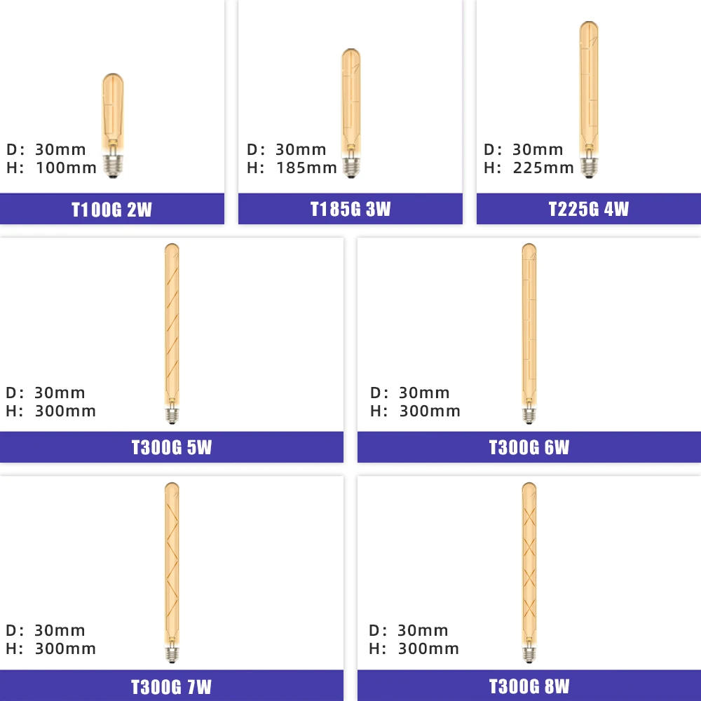 Description Picture 2 of itemE27 Vintage Edison LED Light Lamp T185 T225 T300 LED Bulb  2W 3W 4W 5W 6W 7W 8W 220V Retro Flame Light For Home Decoration
