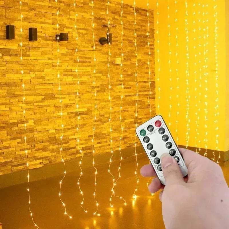Description Picture 6 of itemLed Curtain Garland Fairy String Lights Christmas Decor USB Remote Control Wedding Party Holiday Decoration for Home Bedroom
