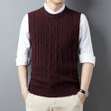 Thick Men's Fashion Argyle Sweater Vest 2023 Autumn & Winter Sleeveless Clothes Pullover Warm Waistcoat Male V-Neck Knit Vest