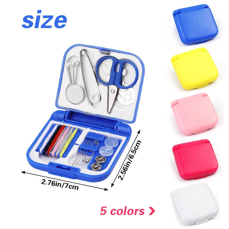 Description Picture 3 of itemSewing Box Buttons Pins Storage Boxes Home Tool Portable Travel Sewing Kit Scissor Thimble Needle Threads Box Set