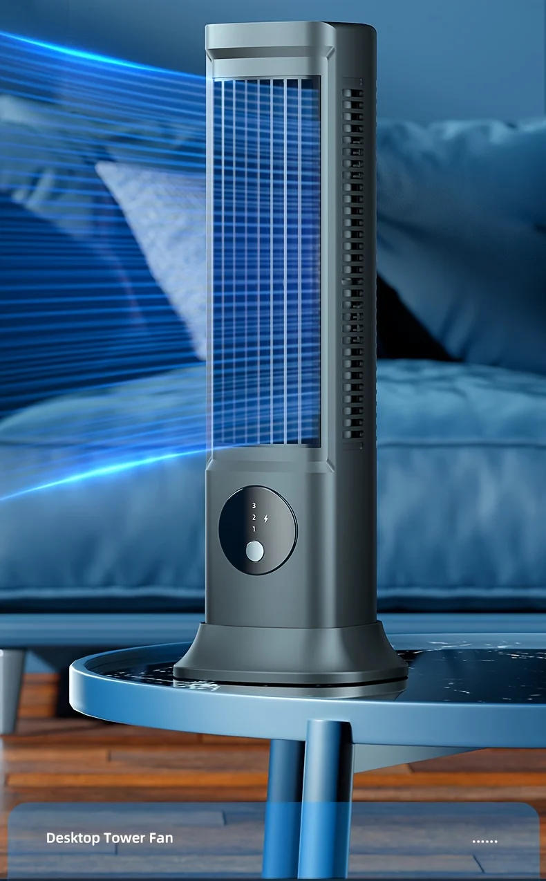 Description Picture 3 of itemBladeless Fan Desktop Tower Fan Portable Rechargeable Air Humidifier Circulation Fan Portable Air Conditioner Strong Wind fans
