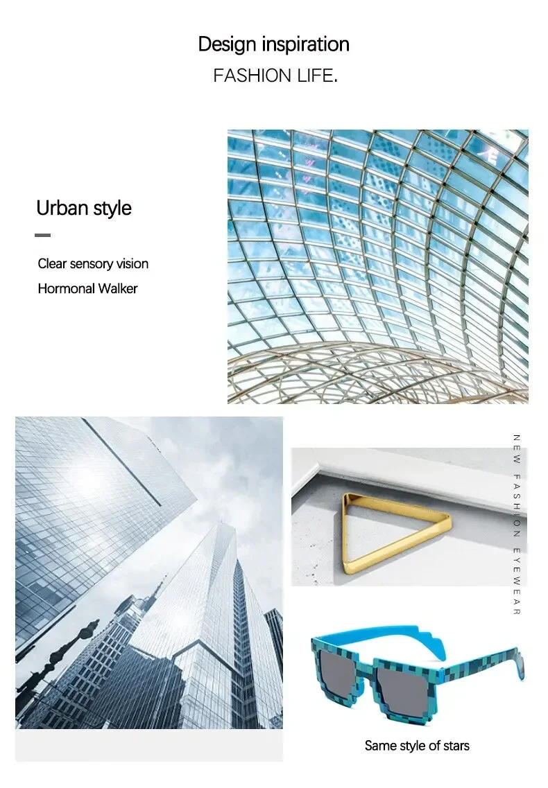 Description Picture 4 of itemHot 20 Styles Fashion Sunglasses Kids Cos Play Action Game Toy Minecrafter Square Glasses with EVA Case Toys for Children Gift