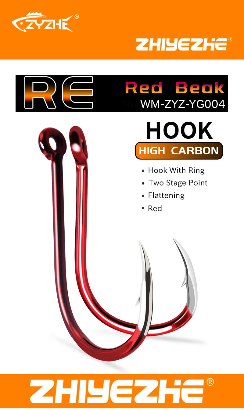 Description Picture 3 of itemZYZ 8-35Pcs/Bag Red Fishing Hooks 16 Sizes Sharp Triangular Offset Hook Tip Barbed CHINU Hook Circle Fishing Hooks Tackle