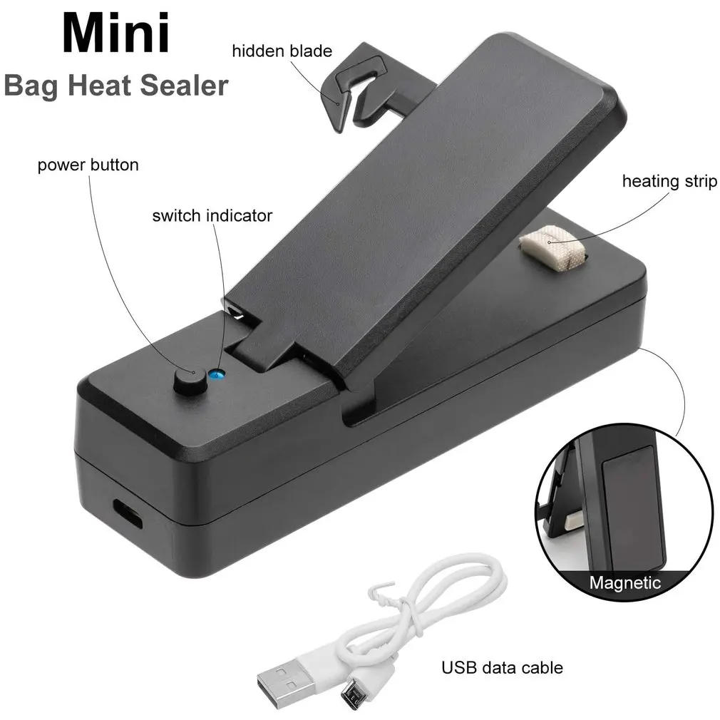 Description Picture 3 of itemUSB Charging Mini Sealing Machine Food Clip Heat Sealing Machine Small Sealing Machine Kitchen Storage Bag Sealer Hot Machine