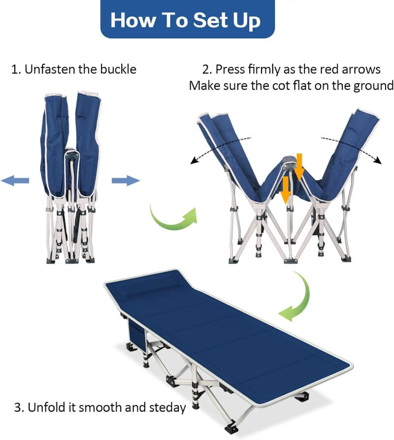 Description Picture 3 of itemCamping Cot 2 Pack with Comfortable Mattress Cots for Sleeping with Pad Heavy Duty Camping Bed 2 Person Sleeping Cot Include Car