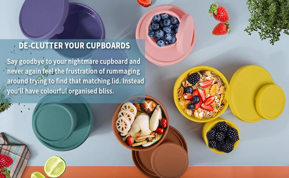 Description Picture 6 of itemSilicone Food Storage Container with Lids Reusable Airtight Lunch Bento Boxes for Adults Kids Freezer Camping Snack Container