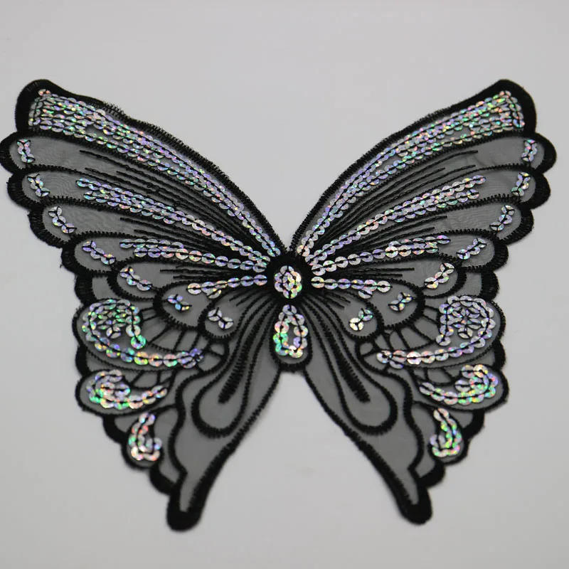 Description Picture 4 of itemFashion 12color butterfly lace patches for clothing sew on sequin embroidery applique butterfly parche for clothes accessories