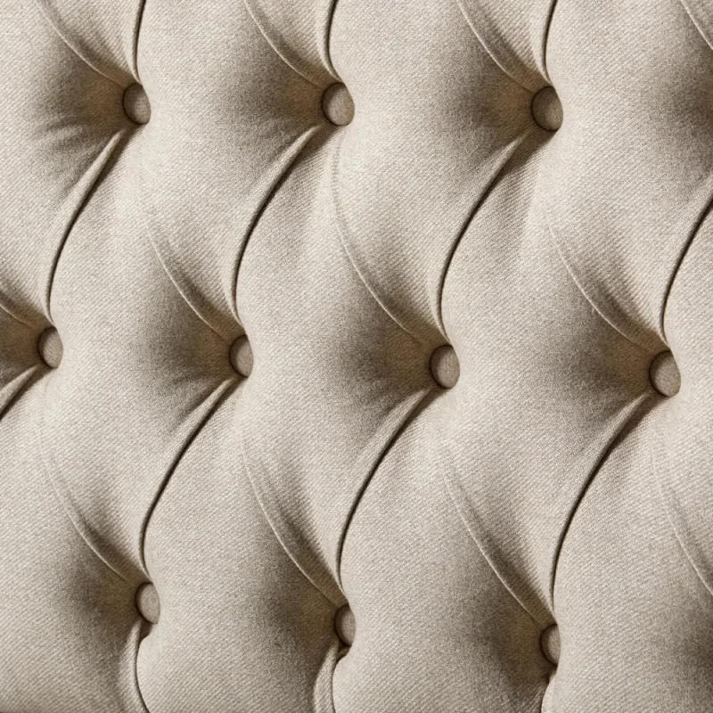 Description Picture 4 of itemSolid Wood Bed Frame Queen Size,52.5" Upholstered Tufted Headboard, Rubberwood/Roman Column Accents/Support/No Box Spring Needed