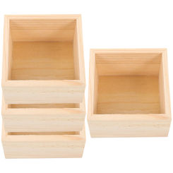 4 Pcs Handicraft Wooden Box Boxes for Crafts Decorations Tray Large Crate Crates Unfinished Storage Small