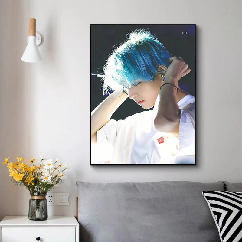 Description Picture 4 of itemHot Singer Kpop Kim Tae Hyung V Poster Prints Canvas Painting Wall Art for Bedroom Living Room Office Home Decoration Fans Gift