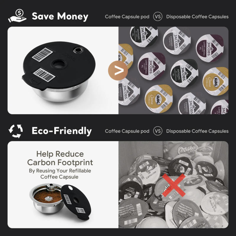 Description Picture 4 of item60/180/200/220 ML Coffee Capsule Reusable Pods for Bosch Suny Happy Vivy Tassimo Stainless Steel Refill Coffee Capsules Filters