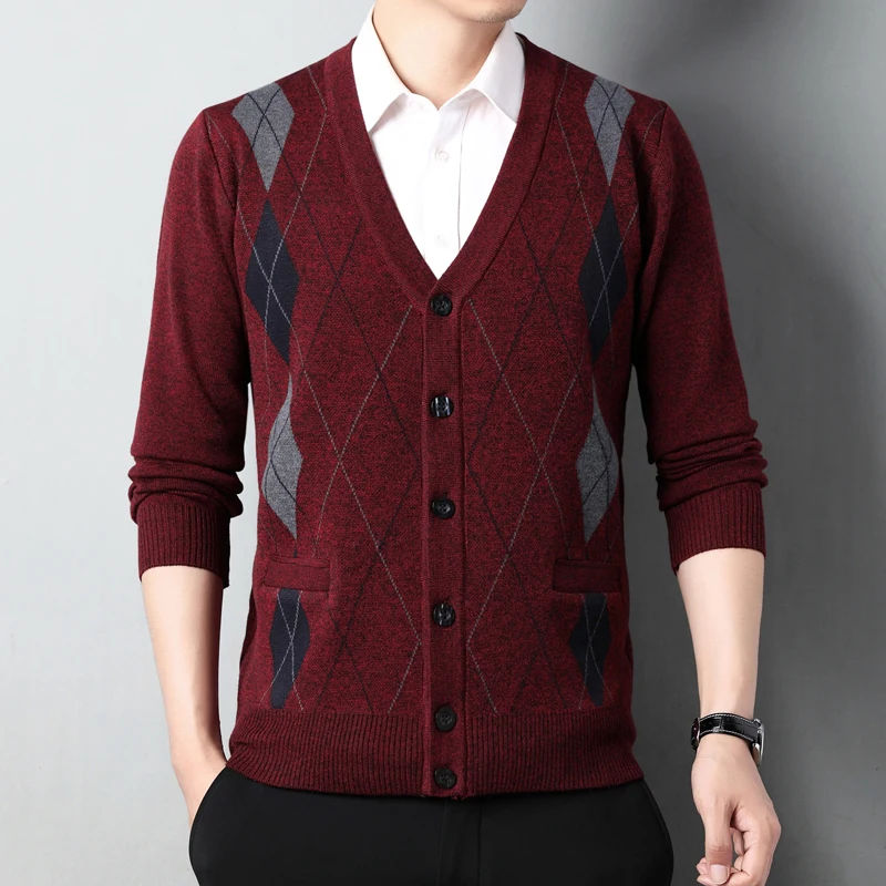 Men Sweater Cardigan Buttons Down