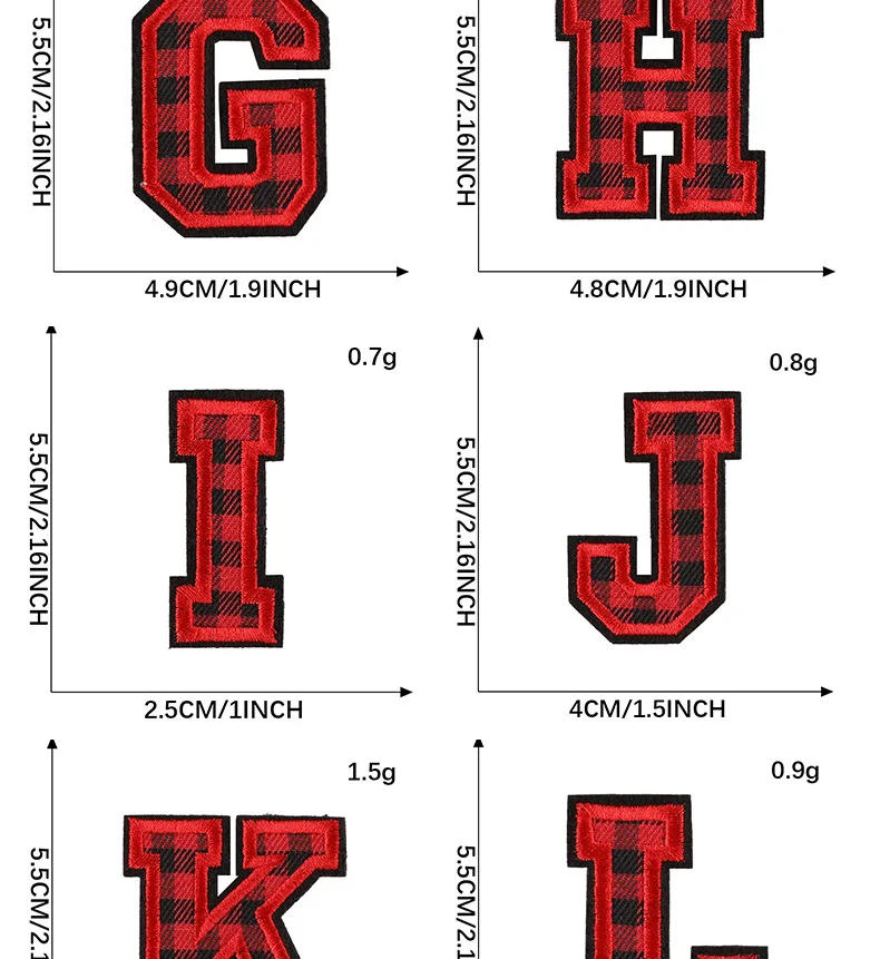 Description Picture 4 of item1PC Red Letters Embroidery Patches Applique Diy Alphabet Iron on Patches For Clothing Logo Name Patches on Clothes Mark