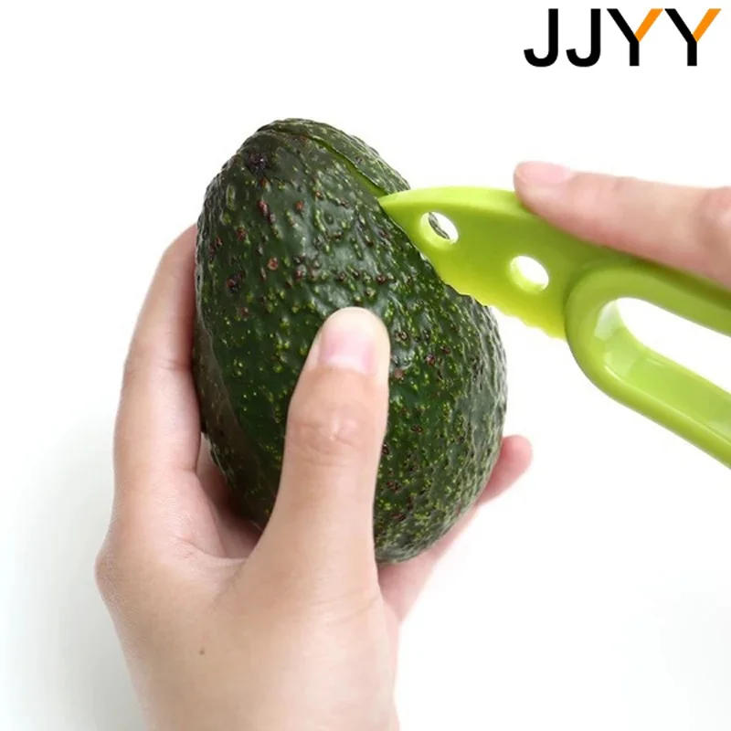Description Picture 2 of itemJJYY 3 In 1 Avocado Slicer Shea Corer Butter Fruit Peeler Cutter Pulp Separator Plastic Knife Kitchen Vegetable Tools